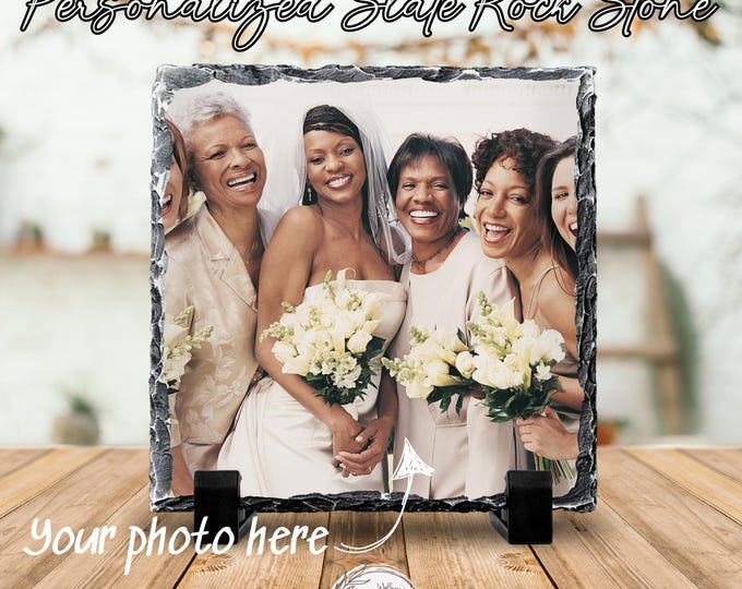 Photo Rock Slate | Custom Personalized Stone Gift | Wedding Gift, Mother's Day, Memorial Picture Plaque | 6"x6" Slate Décor I Free Gift Bag