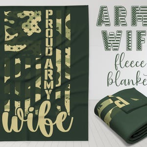 Army Wife Fleece Blanket: Camouflage Military Pride Throw
