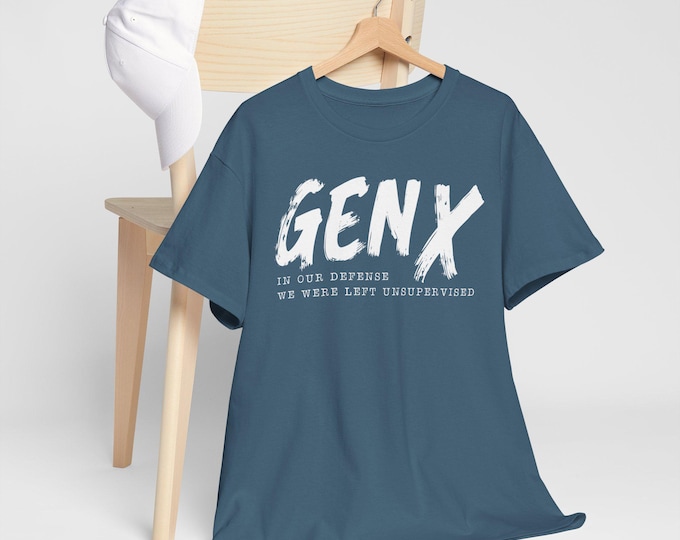 Gen X T-Shirt, In Our Defense We Were Left Unsupervised, Funny Graphic Tee, Retro Gen X Shirt for Men & Women, 80s 90s Nostalgia Gift