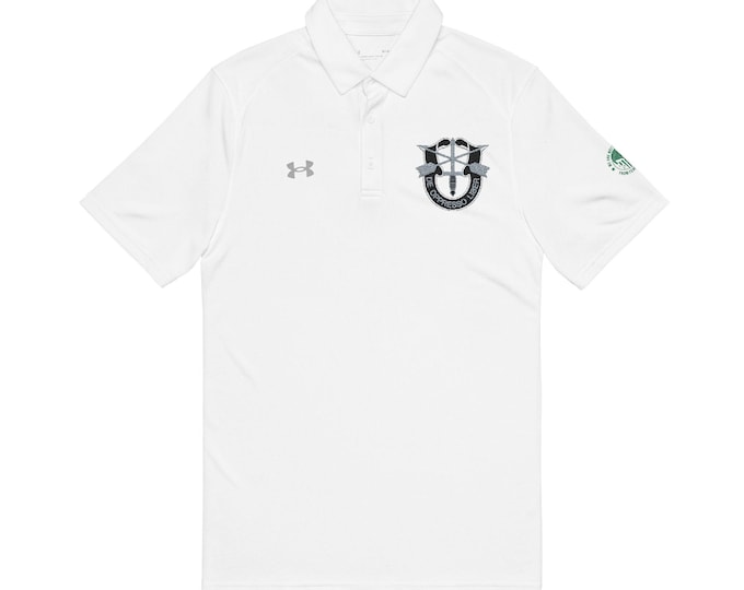 Embroidered Special Forces Under Armour Polo | De Oppresso Liber Shirt | Green Beret Veteran Gift