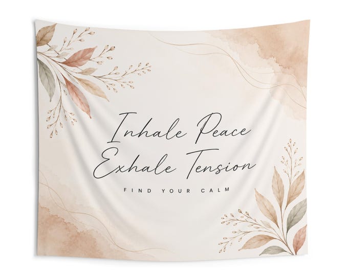 Inhale Exhale Tapestry | Minimalist Meditation Boho Yoga Art Banner