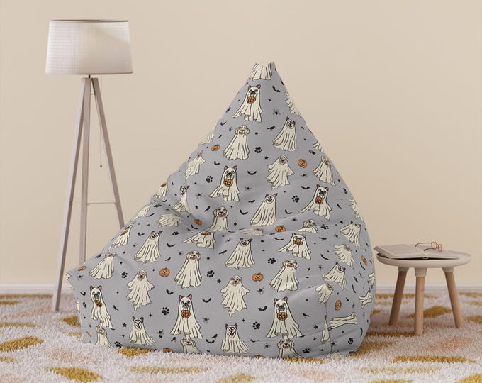 Halloween Dog Ghost Bean Bag Chair Cover: Spooky Pet Lover Decor