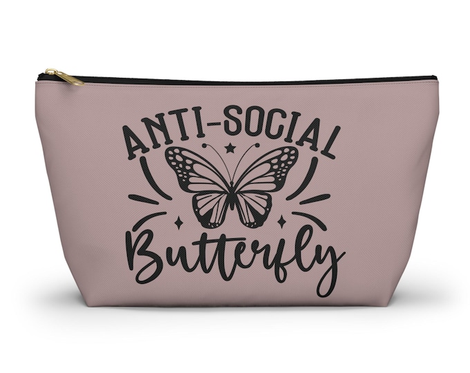 Anti-Social Butterfly Makeup Bag: Sarcastic Introvert Pouch