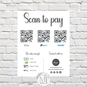 Editable QR Code Sign Bundle for Small Business | Canva Template ...