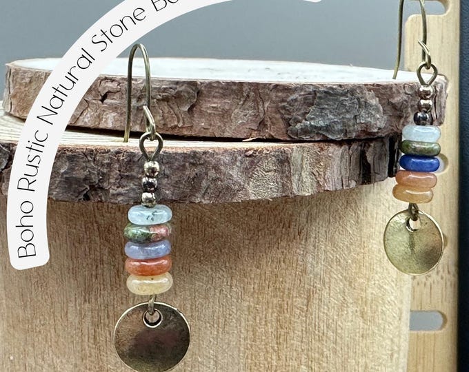 Personalized Beaded Dangle Earrings | Hypoallergenic & Nickel-Free | Boho Natural Multicolor Stones, Perfect for Formal and Casual Wear