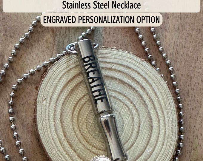Personalized Stainless Steel Breathing Necklace: Yoga Meditation Whistle