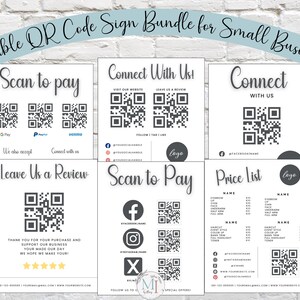 Editable QR Code Sign Bundle for Small Business | Canva Template ...