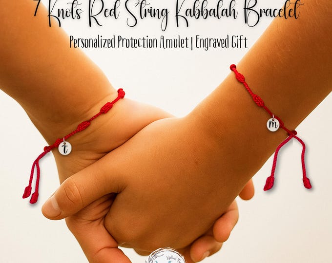 7 Knots Red String Kabbalah Bracelet: Personalized Protection Amulet | Good Luck Charm | Engraved Gift