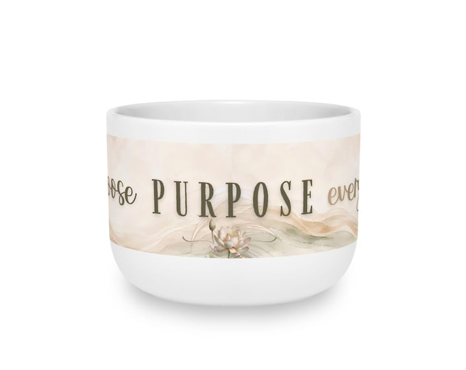 I Choose Purpose Every Day 25oz Latte Mug, Watercolor Mountains Lotus Design