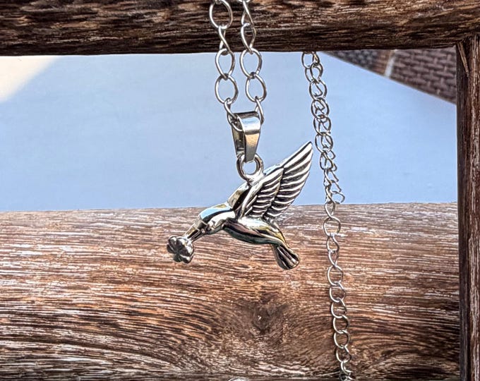 Personalized Hummingbird Urn Necklace with Flower | Cremation Ashes Keepsake Pendant (Funnel + Gift Pouch)
