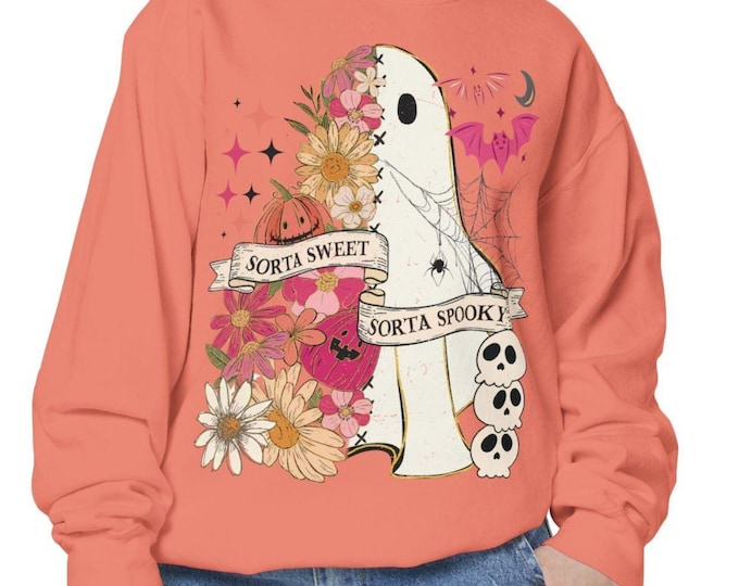 Ghost Floral Sweatshirt: Comfort Colors Halloween Crewneck