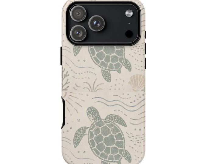 Sea Turtle Pattern Phone Case | Ocean Waves Tough Case