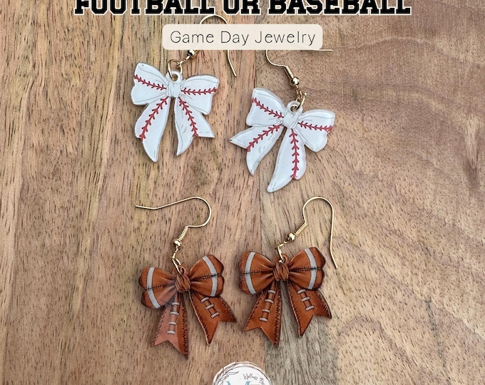 Acrylic Sports Bow Earrings: Game Day Team Spirit Jewelry