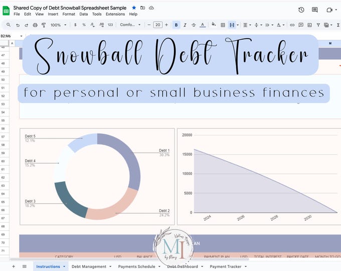 Debt Snowball Calculator Spreadsheet Template | Excel & Google Sheets | Debt Management Made Easy