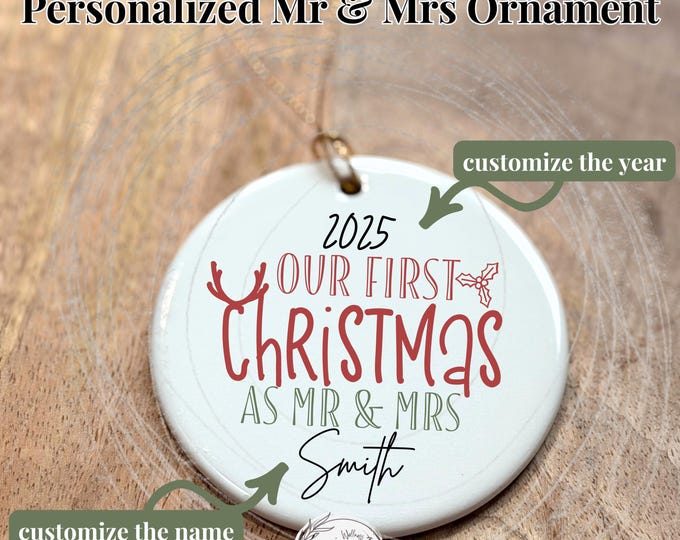 Personalized First Christmas Ornament: Newlywed Keepsake