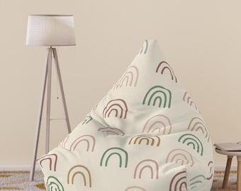 Boho Rainbow Bean Bag Chair Cover: Neutral Nursery Decor