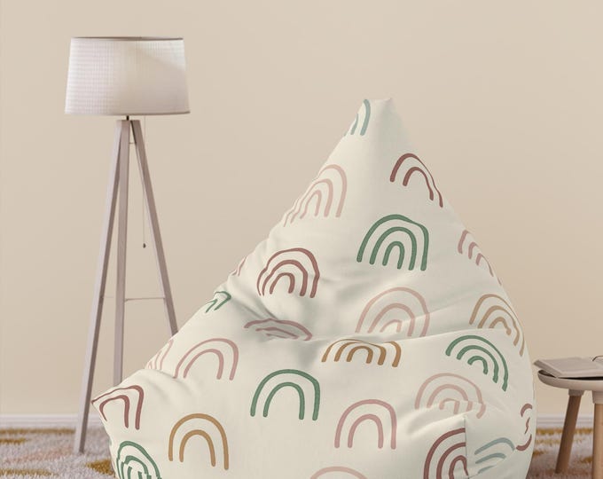 Boho Rainbow Bean Bag Chair Cover: Neutral Nursery Decor