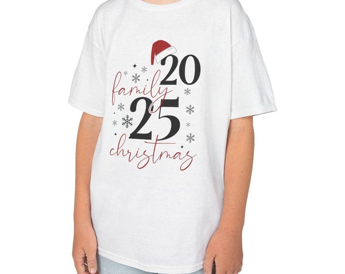 Family Christmas 2025 Kids T-Shirt: Soft Cotton Santa Hat Tee