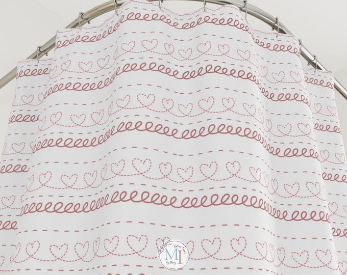Pink Hearts Shower Curtain: Romantic Minimalist Bathroom Decor