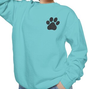 Embroidered Paw Print Sweatshirt | Comfort Colors Crewneck | Premium Fleece | Pet Lover Gift | Unisex Relaxed Fit | Dog & Cat Mom Apparel