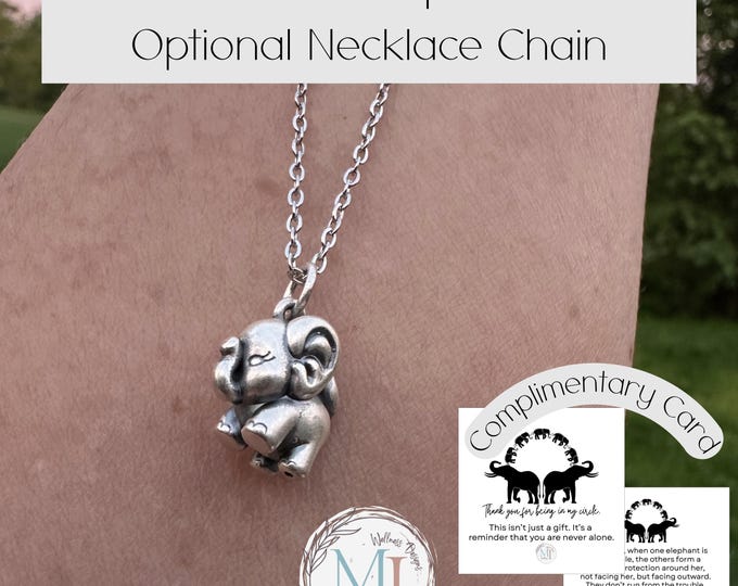 Silver Elephant Charm: Vintage-Style Peaceful Symbol, Optional Stainless Steel Chain