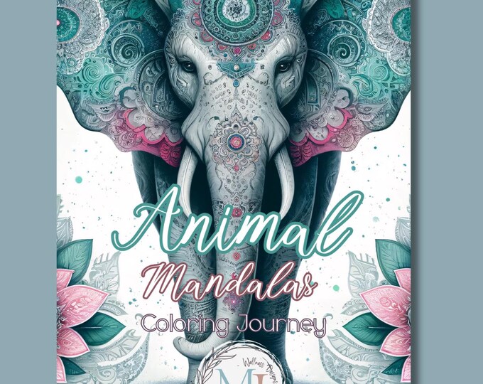Printable Animal Mandala Coloring Book | 50 Pages of Color Therapy for Adults | Digital Download for GoodNotes & More I Last Minute Gifts