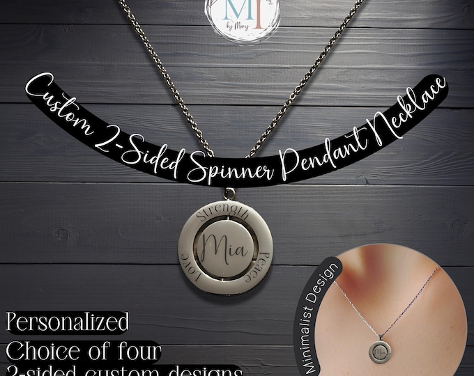 Spinner Pendant Necklace | Personalized Anxiety Relief Jewelry | Custom Rotating Pendant for Everyday, Wedding, or Anniversary Gift