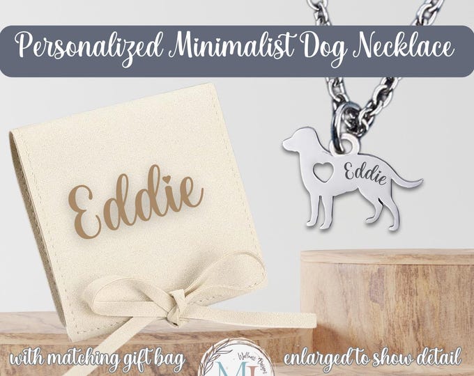 Engraved Dog Necklace | Dainty Custom Pet Lover Gift | Personalized Dog Pendant I Minimalist Jewelry | Pet Memorial Keepsake