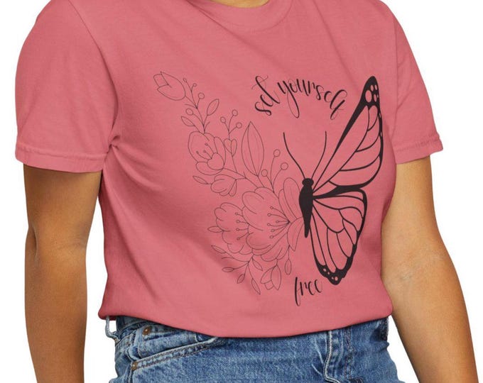 Butterfly Inspiration T-Shirt | Set Yourself Free Shirt | Nature Lover Gift | Self Love Tee | Eco-Friendly Comfort Colors Tee | Unisex