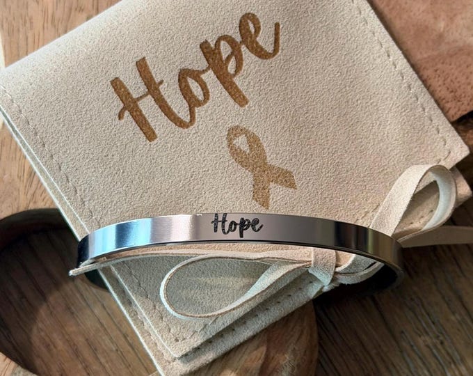 Personalized Engraved Cancer Awareness Cuff: Custom Stainless Steel Bracelet
