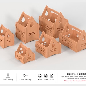 Set of wooden basket digital files. CNC and laser cut crate basket file. Laser cut basket. Wooden crate diy template. Laser storage box