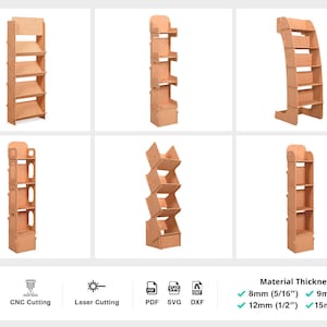 CNC Flatpack Shelf Plans, 6 DIY Display Stand Designs, svg dxf, & pdf Files for CNC Router, Laser Cut Retail Shop Shelves, Exhibition Stands