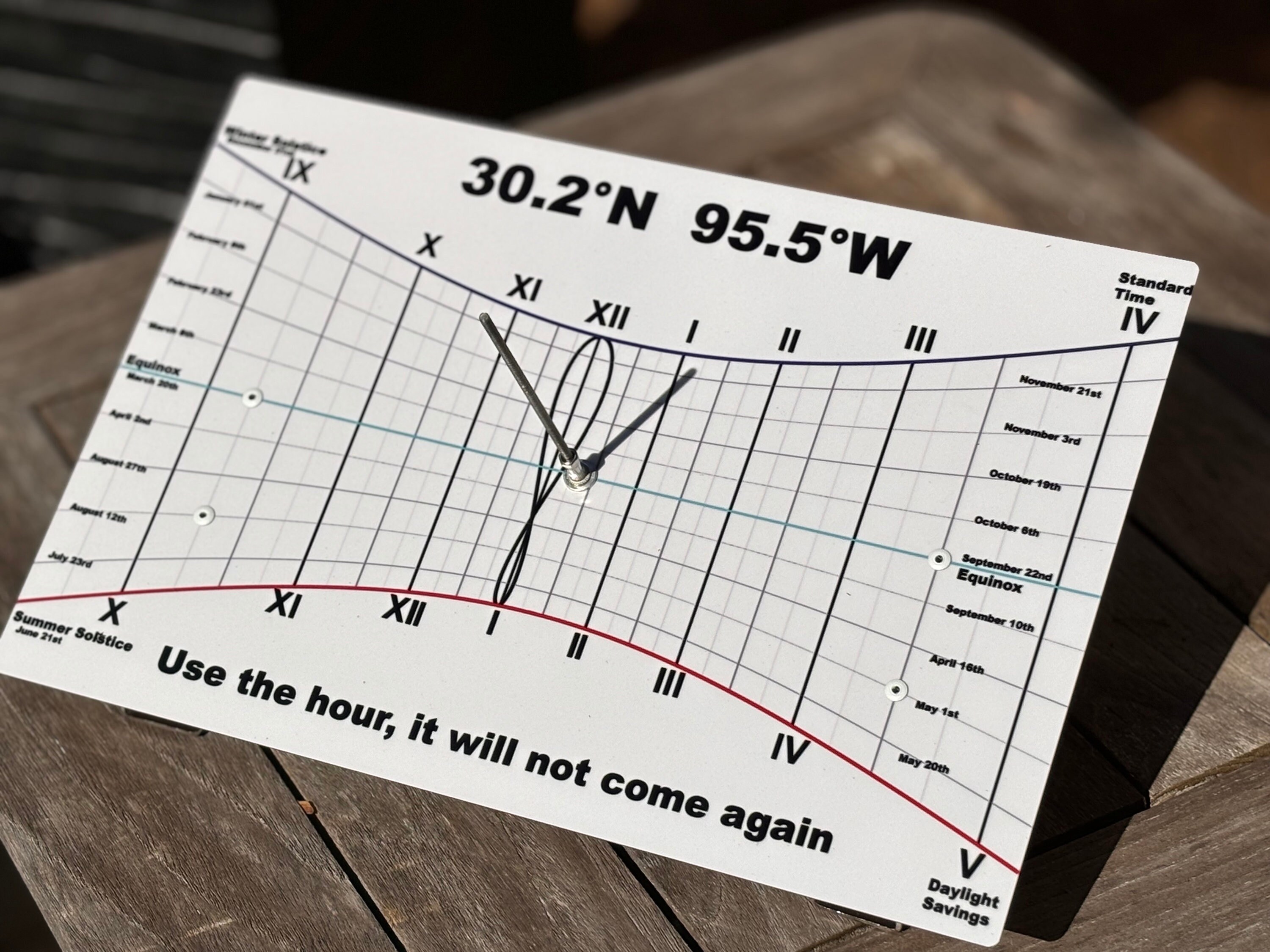 Real Custom Sundial Accurate Time, Date, Solstices, Equinoxes, Analemma