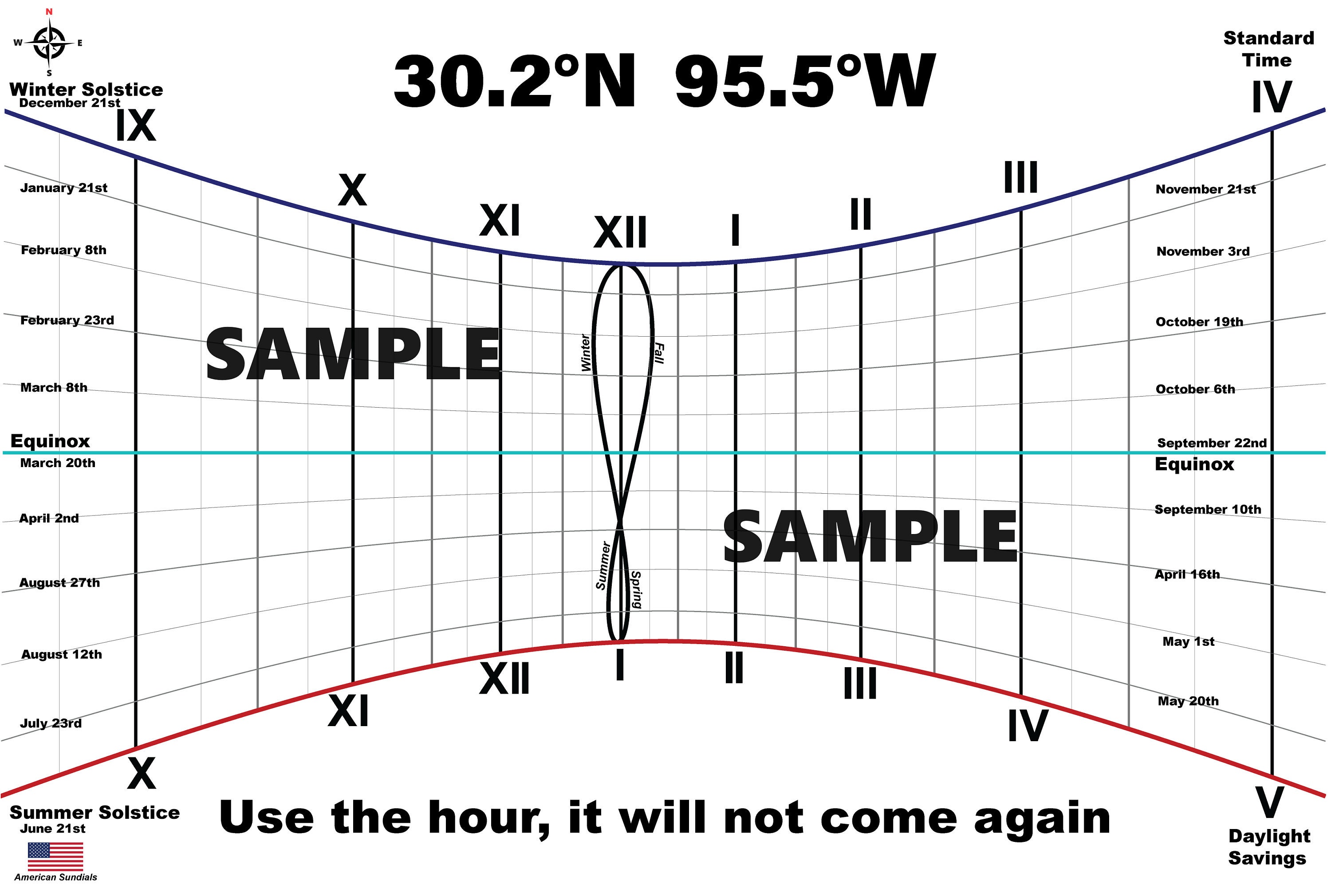 Real Custom Sundial Accurate Time, Date, Solstices, Equinoxes, Analemma