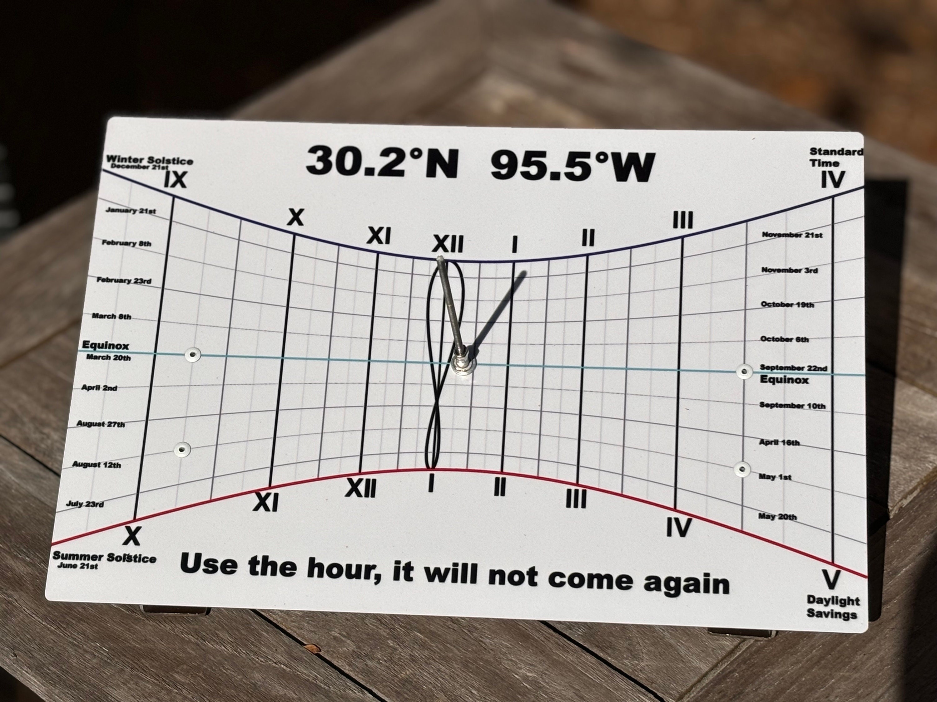 Real Custom Sundial Accurate Time, Date, Solstices, Equinoxes, Analemma