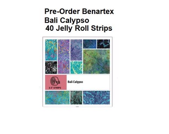 Pre-order Bali Calypso by Benartex - NEWest Designer Fabric  - Jelly Roll Strips 2.5" -  Expected Delivery June 2024 - 40 Strips Quilting