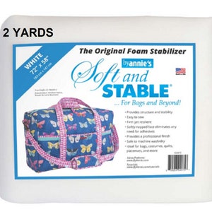 Soft and Stable- ByAnnie.com - 1 yard / 2 yards White & Black -Annie's Polyester Stabilizer Batting for Bags, Purses-Professional Structure