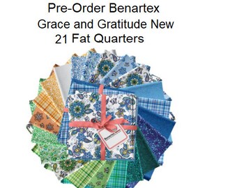 Pre-Order Gratitude and Grace by Benartex Fat Quarter Bundle 18"x22"-Exp Delivery Sept 2024 - NEWest Designer Fabric-21 FQ, Quilting, Sewing