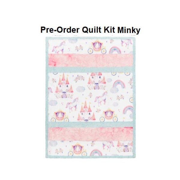 Pre-Order Bambino Cuddle Kit Enchanted Dream Quilt Kit Minky-Exp Delivery Jun 2024-Baby,Kid Fin Size 38x58"-Fabric for Top+Back,Pattern,Bind