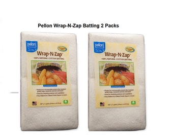 Wrap N Zap - 2 Pack- Pure Natural Microwavable Cotton Batting 45 inch x 36 inch (1 yd) For Insulated Projects-Potato Bags, Casserole Warmers