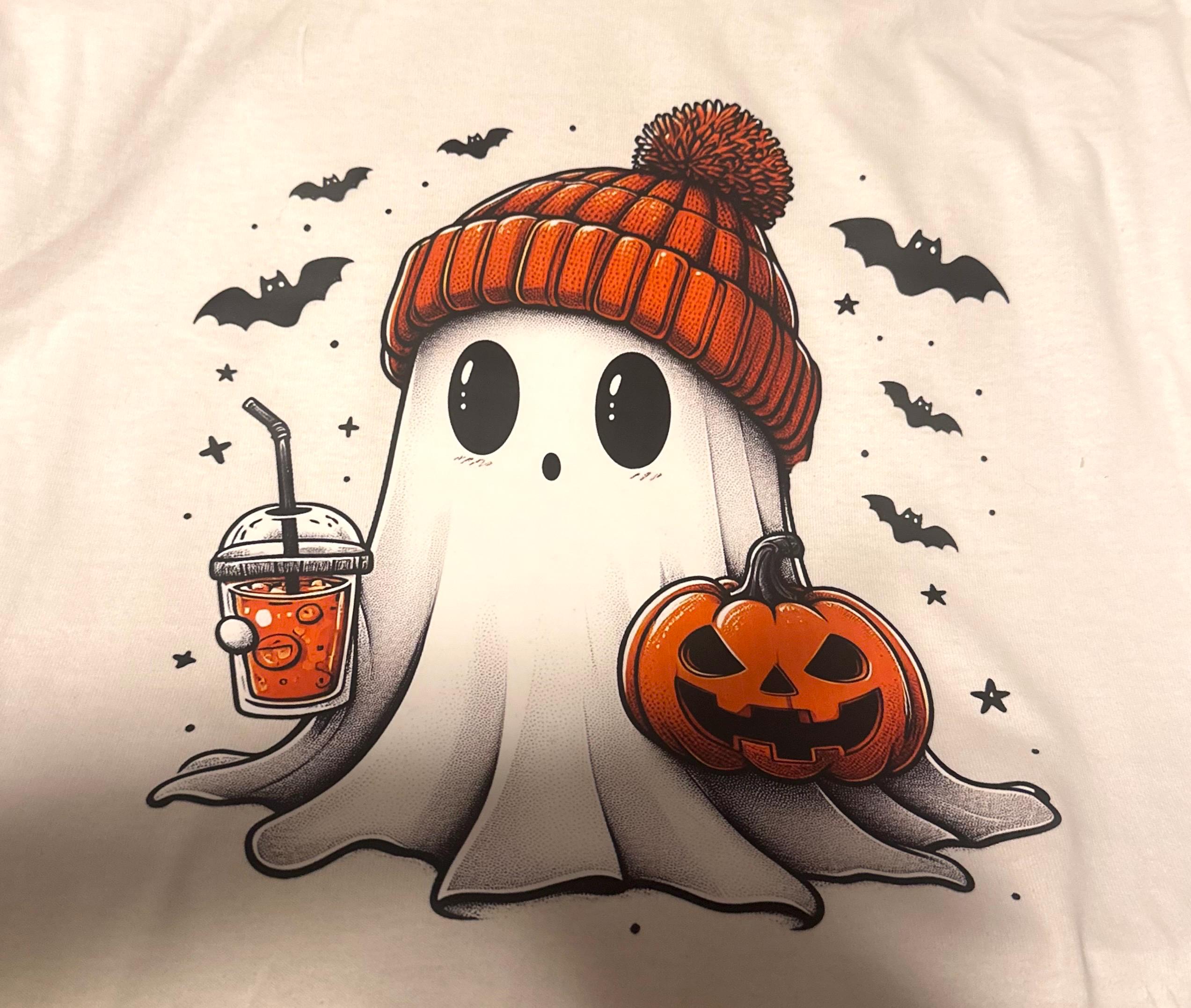 Loose Embroidery Dark Little T-Shirt Ghost main image 0
