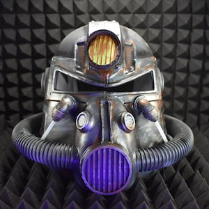 T51b Power Armor Helmet (Apocalyptic Metallic) - Cosplay Replica - Glow in the Dark Lamp - Vacuum-Formed + Hand-Painted & Weathered