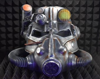 T-45D Power Armor Helmet - Classic Metal Paint - Glow Lamp