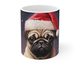 Christmas Pug Ceramic Coffee Mug 11oz