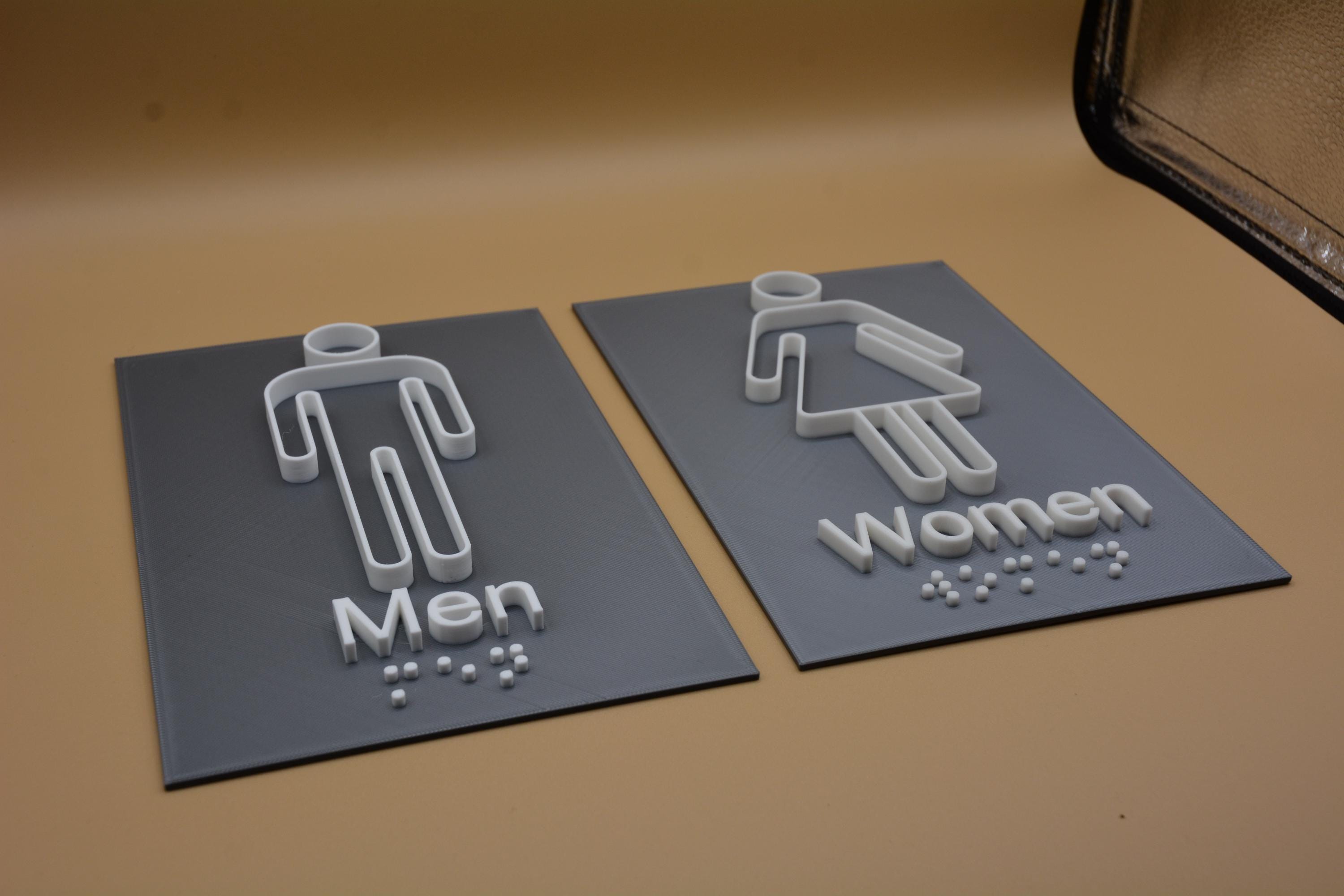 Custom Basic 3D Men Women Toilet Signs Braille Bathroom Restroom USA - Etsy
