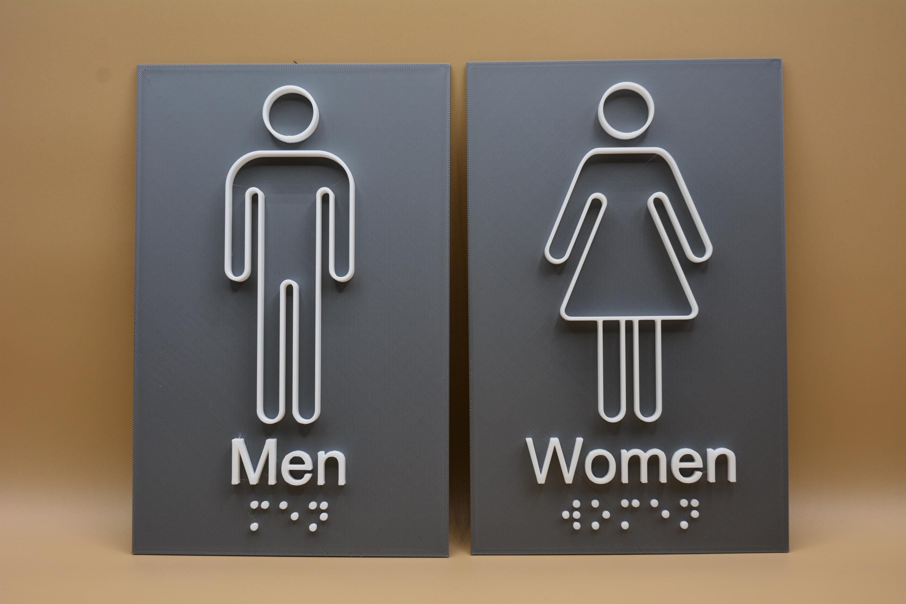 Custom Basic 3D Men Women Toilet Signs Braille Bathroom Restroom USA - Etsy