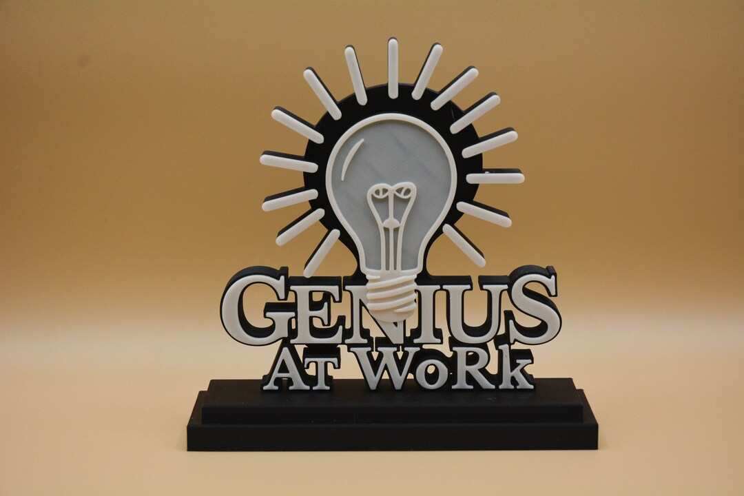 Genius at Work Desk Trophy Sign or Business Card Holder - Custom Made ...