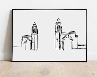 Indiana University Sample Gates Poster Print | Wall Decor | Line Drawing | IU Hoosiers | Home Decor | Graduation Gift | Dorm Room Art