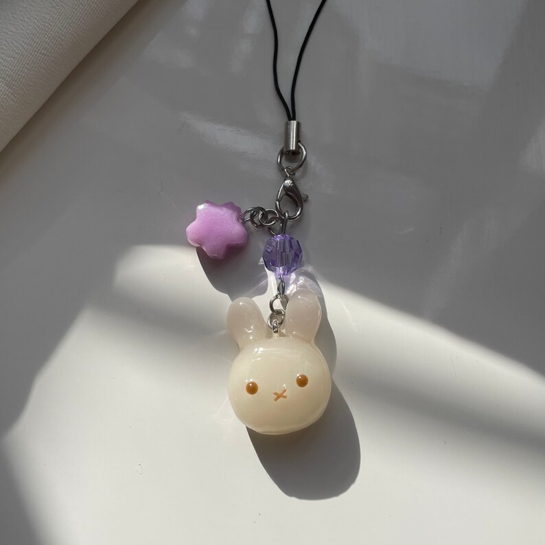 Miffy Bunny Phone Charm Keychain Handmade Polymer Clay Charm Coquette