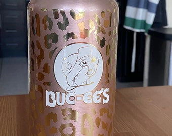 Buc-ee's Rose Gold Leopard Print Water Bottle